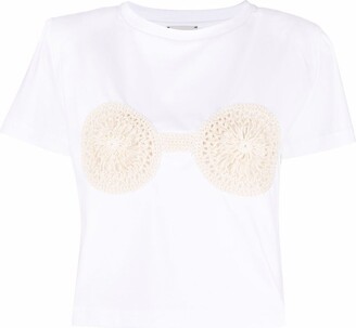Magda Butrym White Crochet-Embellished T-Shirt - ShopStyle
